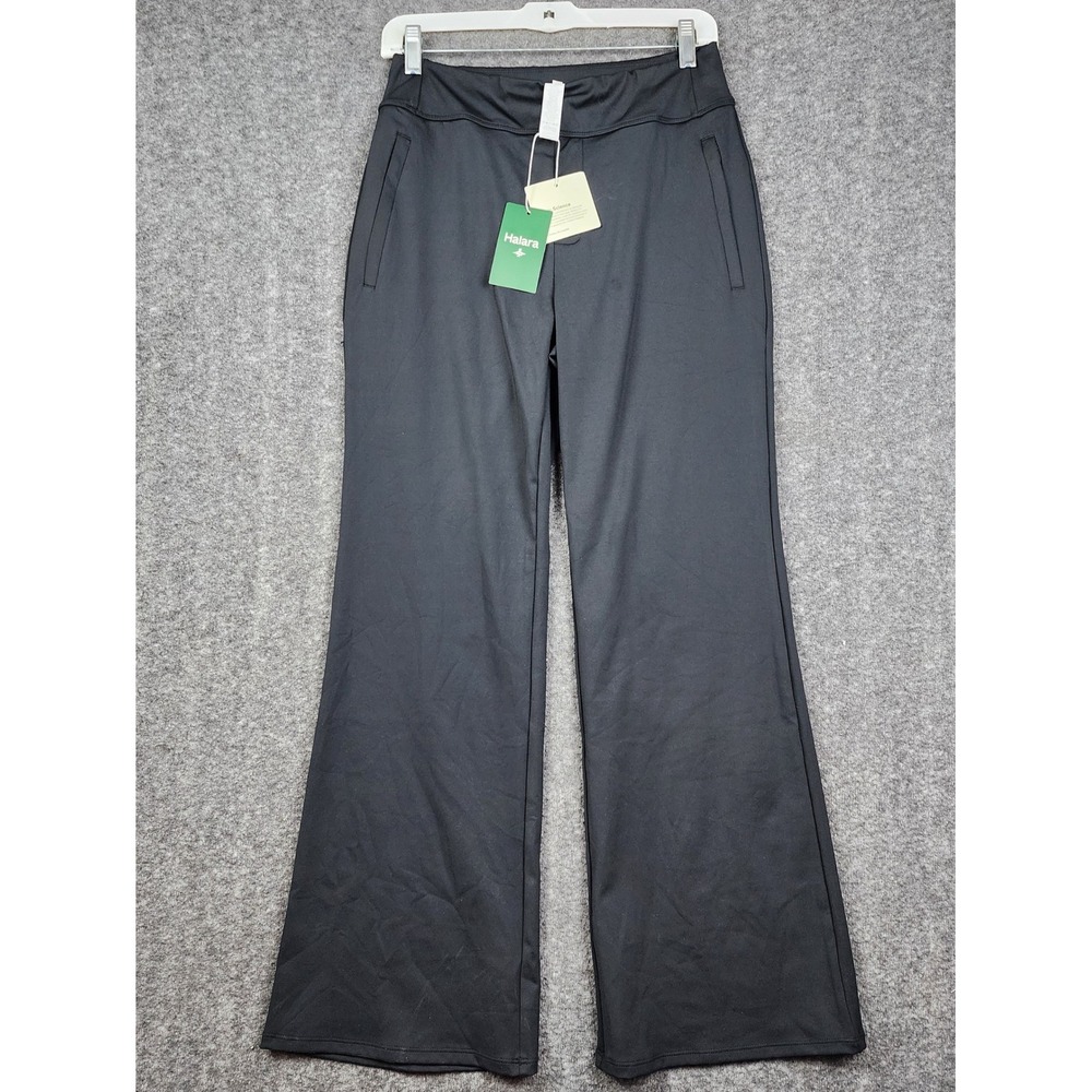 Halara Wide Leg Flare Pants Women Medium Black Pet Hair Resistant High Rise NWT